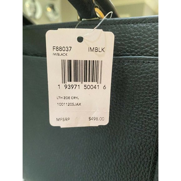 NWT Coach Zoe Black Pebbled Leather Carryall - Picture 5 of 12